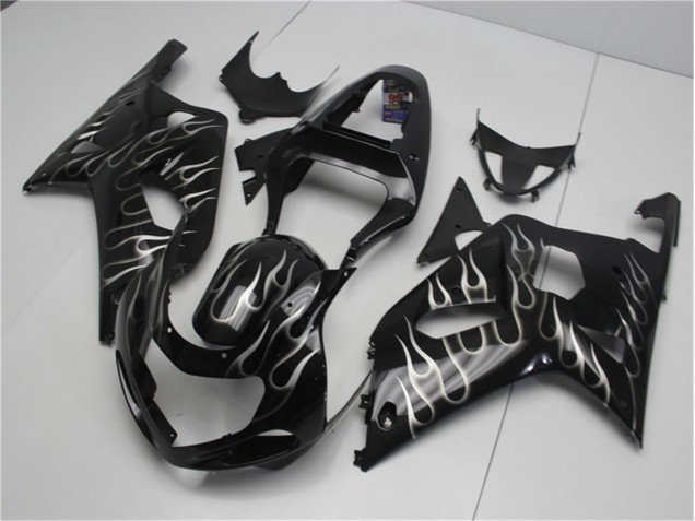Cheapest 2001-2003 Black White Flame Suzuki GSXR 600/750 Motorcycle Fairing Kits