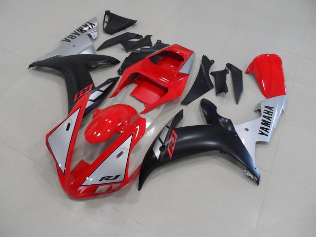 Cheapest 2002-2003 Red Matte Silver Yamaha YZF R1 Motorcycle Fairing Kit