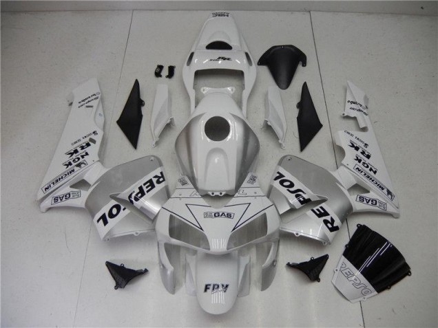 Cheapest 2003-2004 Silver White Black Repsol Honda CBR600RR Motorcycle Fairings Kit