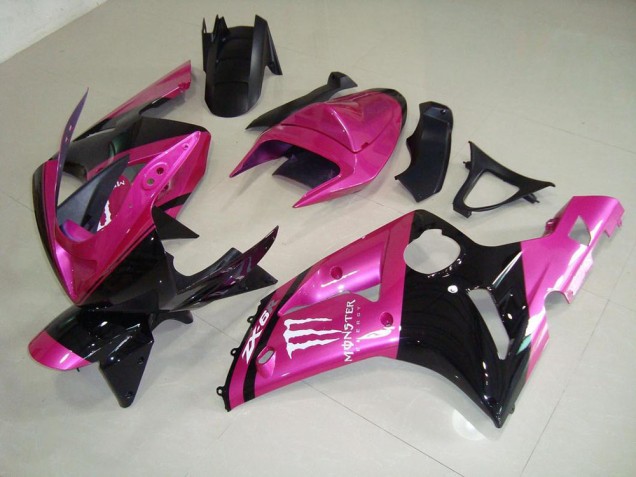 Cheapest 2003-2004 Pink Black Monster Kawasaki ZX6R Bike Fairing Kit