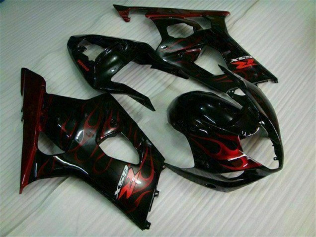 Cheapest 2003-2004 Red Flame Suzuki GSXR 1000 Bike Fairing Kit