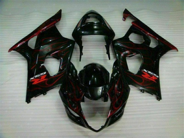 Cheapest 2003-2004 Red Flame Suzuki GSXR 1000 Bike Fairing Kit