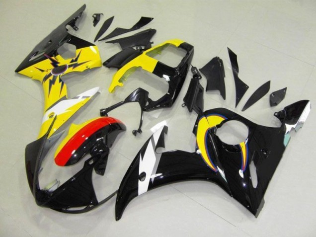 Cheapest 2003-2005 Moon Black Yellow Yamaha YZF R6 Motorcycle Fairings Kits
