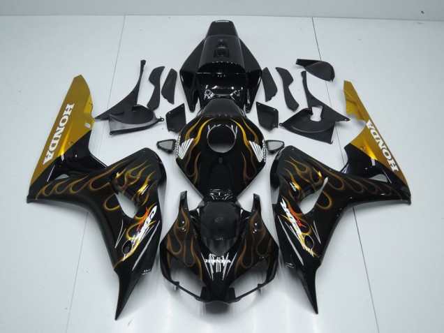 Cheapest 2006-2007 Black Gold Flame Honda CBR1000RR Motor Bike Fairings