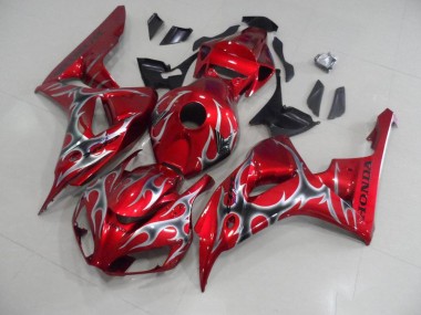 Cheapest 2006-2007 Red with Black Grey Flame Honda CBR1000RR Motorcycle Bodywork