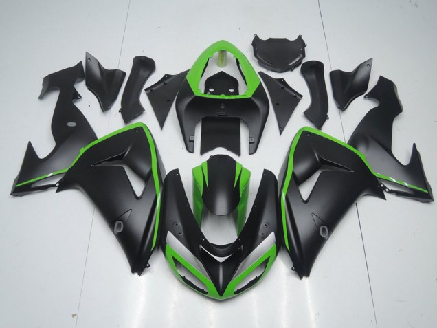 Cheapest 2006-2007 Matte Black with Green Line Kawasaki ZX10R Motorcycle Fairing Kits