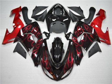 Cheapest 2006-2007 Red Flame Kawasaki ZX10R Motorcycle Fairings Kit
