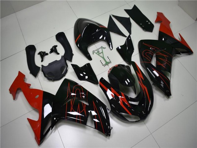 Cheapest 2006-2007 Black Red Kawasaki ZX10R Motorcycle Fairings