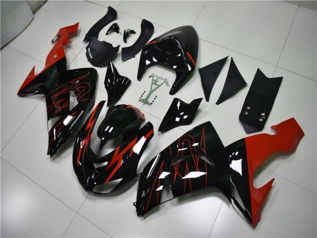 Cheapest 2006-2007 Black Red Kawasaki ZX10R Motorcycle Fairings