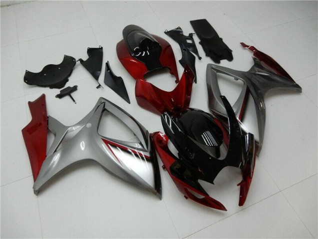 Cheapest 2006-2007 Red Silver Suzuki GSXR 600/750 Bike Fairing Kit