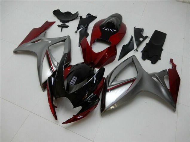 Cheapest 2006-2007 Red Silver Suzuki GSXR 600/750 Bike Fairing Kit