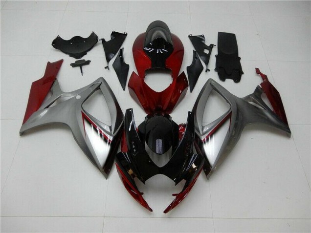 Cheapest 2006-2007 Red Silver Suzuki GSXR 600/750 Bike Fairing Kit