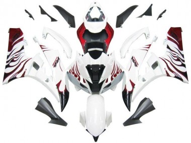 Cheapest 2006-2007 White Red Flame Yamaha YZF R6 Motorcycle Fairing