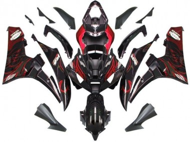 Cheapest 2006-2007 Black Red Flame Yamaha YZF R6 Bike Fairing