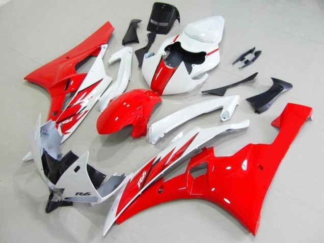 Cheapest 2006-2007 Red White Yamaha YZF R6 Motorcycle Fairings Kit