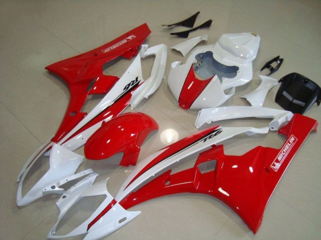 Cheapest 2006-2007 Red White Yamaha YZF R6 Motorcycle Fairing