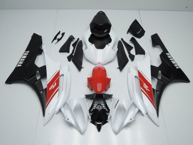 Cheapest 2006-2007 White Red and Matte Black Yamaha YZF R6 Motorbike Fairings