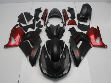 Cheapest 2006-2011 Matte Black and Red Kawasaki ZX14R ZZR1400 Motorcycle Fairing Kit