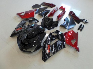 Cheapest 2006-2011 Black Nd Red Silver Flame Kawasaki ZX14R ZZR1400 Motorbike Fairing