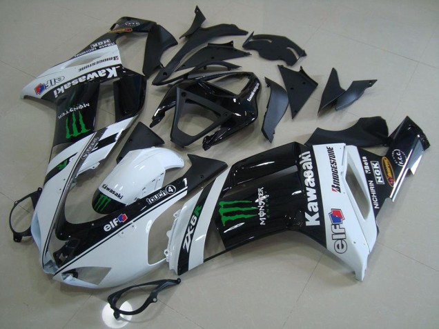 Cheapest 2007-2008 White Monster Kawasaki ZX6R Motorcycle Fairings