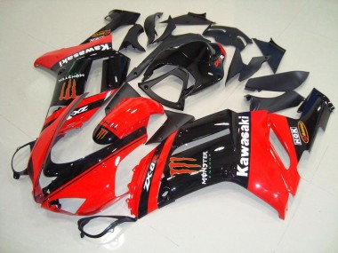 Cheapest 2007-2008 Monster In Red Kawasaki ZX6R Motorcycle Fairing Kit
