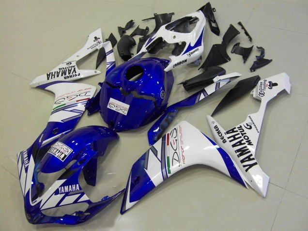 Cheapest 2007-2008 White Blue Tri Colour Yamaha YZF R1 Motorcycle Replacement Fairings