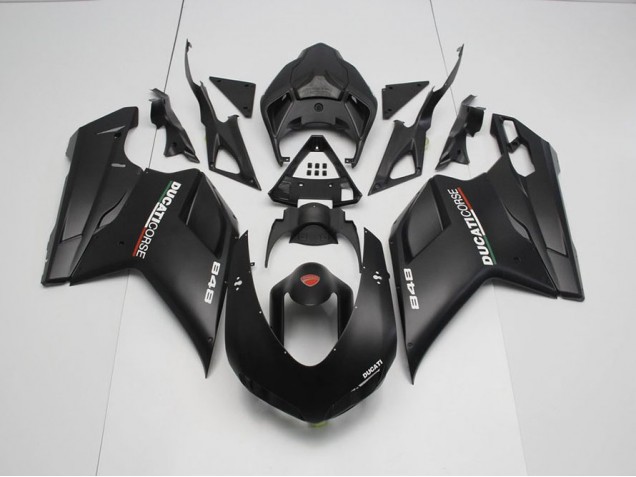 Cheapest 2007-2014 Matte Black with White Decals Ducati 848 1098 1198 Motorcycle Fairing Cheapest 2007-2014 Matte Black with White Decals Ducati 848 1098 1198 Motorcycle Fairing