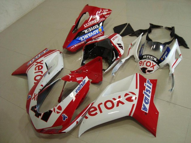Cheapest 2007-2014 White Red Xerox Ducati 848 1098 1198 Bike Fairings