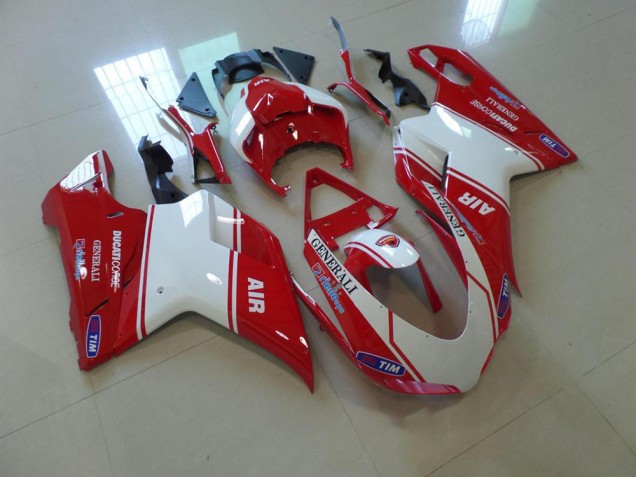 Cheapest 2007-2014 Red and White Air Ducati 848 1098 1198 Motorbike Fairing