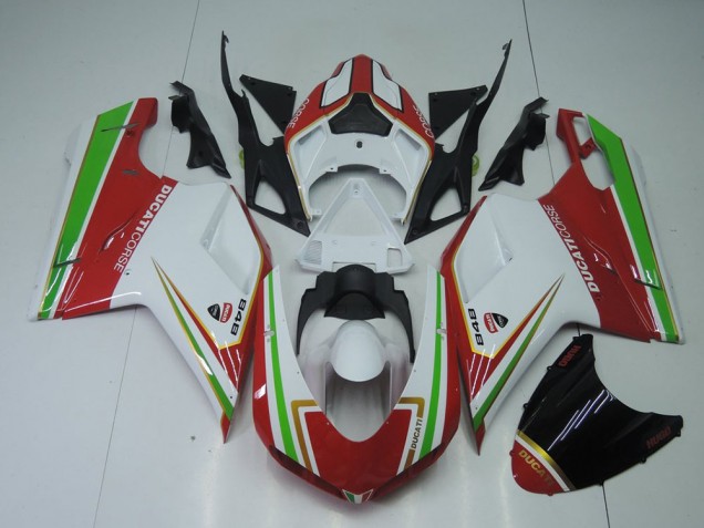 Cheapest 2007-2014 Red White and Green Ducati 848 1098 1198 Replacement Motorcycle Fairings
