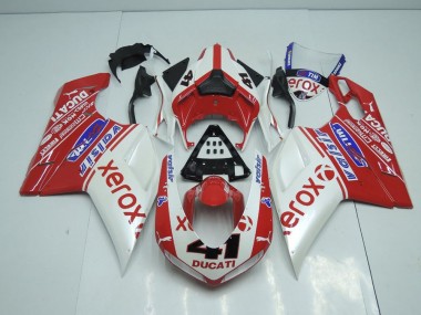 Cheapest 2007-2014 Pearl White New Xerox Ducati 848 1098 1198 Motorbike Fairing Kits