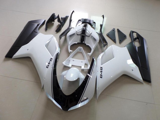 Cheapest 2007-2014 White and Black Stripe Ducati 848 1098 1198 Replacement Fairings