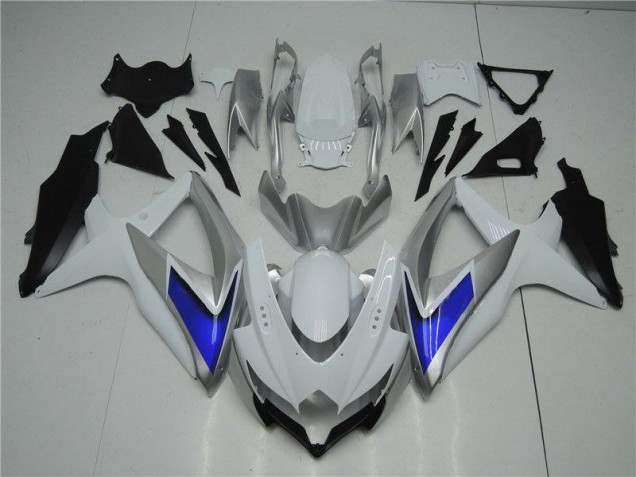 Cheapest 2008-2010 White Silver Blue Suzuki GSXR 600/750 Motorcycle Fairings Kit