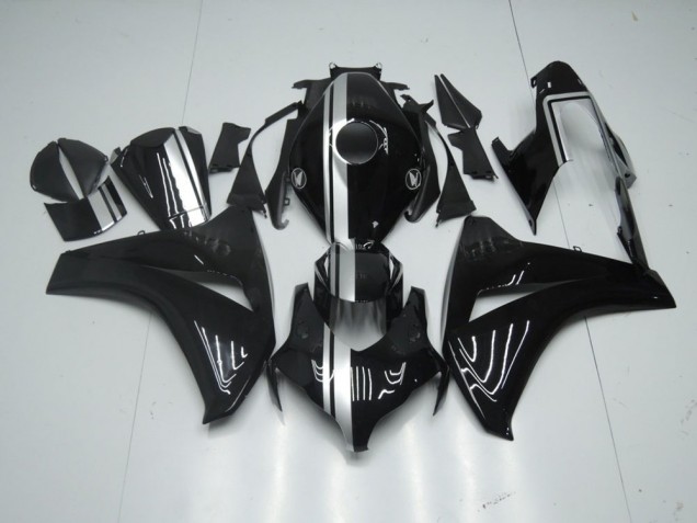 Cheapest 2008-2011 Glossy Black with Silver Stripe Honda CBR1000RR Motorcycle Fairing Kit
