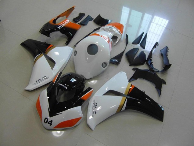Cheapest 2008-2011 White and Black and Orange Race Honda CBR1000RR Motorcycle Fairing