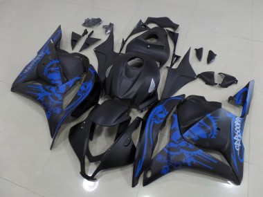 Cheapest 2009-2012 Matte Black Blue Skull Honda CBR600RR Motorcycle Fairings Kit
