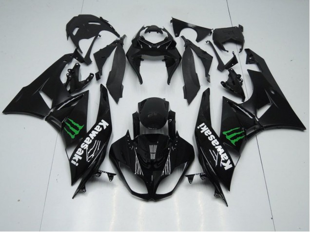 Cheapest 2009-2012 Black with Monster Kawasaki ZX6R Replacement Motorcycle Fairings