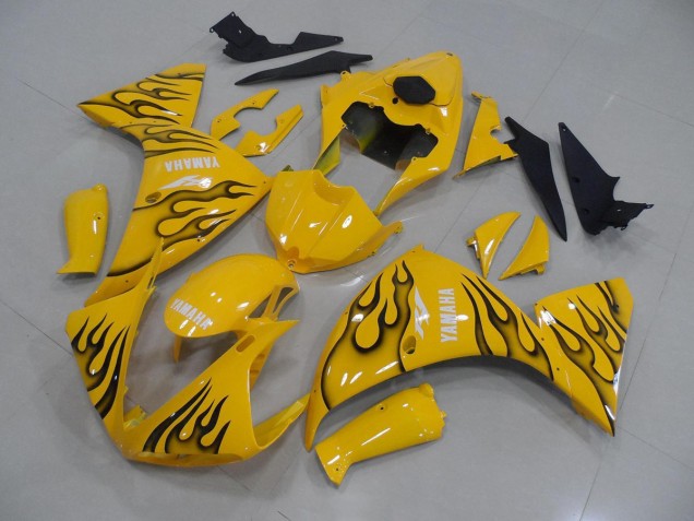Cheapest 2012-2014 Yellow Black Flame Yamaha YZF R1 Motorcyle Fairings