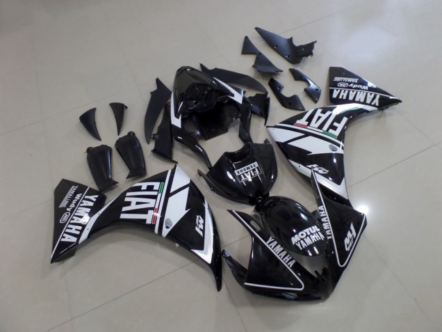 Cheapest 2012-2014 Black White Fiat Yamaha YZF R1 Motorcycle Fairings