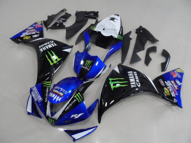 Cheapest 2012-2014 Blue Black Monster Yamaha YZF R1 Motorcycle Fairing Kits