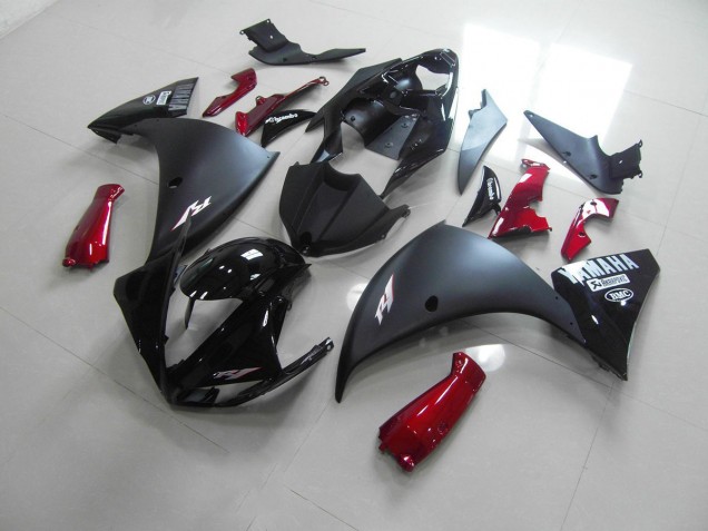 Cheapest 2012-2014 Matte Black Red Yamaha YZF R1 Bike Fairing Kit