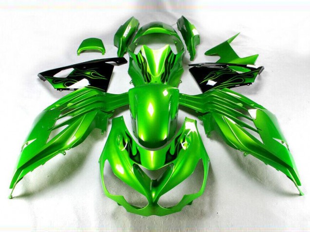 Cheapest 2012-2021 Green Black Kawasaki ZX14R ZZR1400 Motorcycle Fairings Kit Cheapest 2012-2021 Green Black Kawasaki ZX14R ZZR1400 Motorcycle Fairings Kit