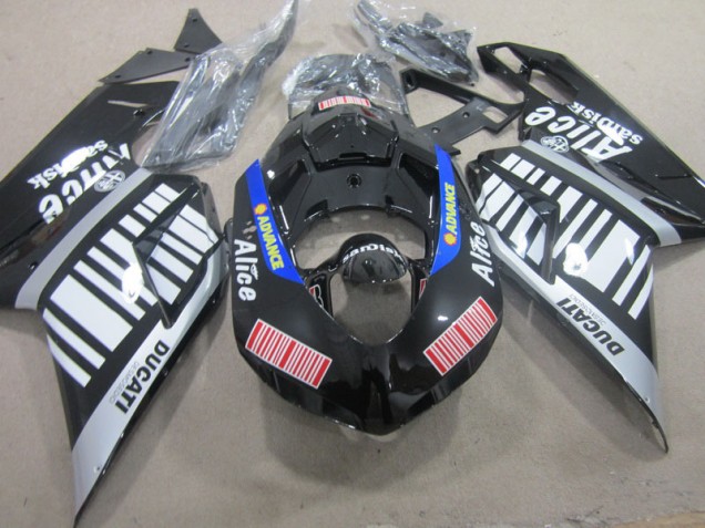 Cheapest 2007-2014 Black White Advance Alice Ducati 1098 Replacement Fairings