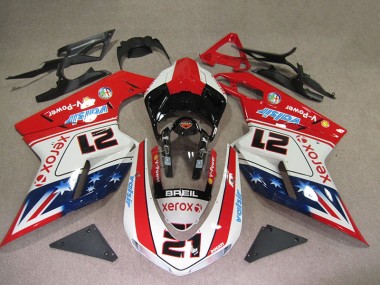 Cheapest 2007-2014 Red White Breil Xerox 21 Ducati 1098 Motorbike Fairings