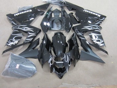 Cheapest 2003-2005 Black with White Flame Kawasaki ZX10R Motorcycle Fairing