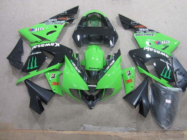 Cheapest 2003-2005 Black Green 3M Monster Kawasaki ZX10R Replacement Motorcycle Fairings
