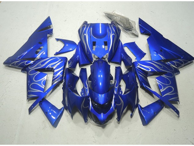 Cheapest 2003-2005 Blue White Flame Kawasaki ZX10R Motorcycle Replacement Fairings