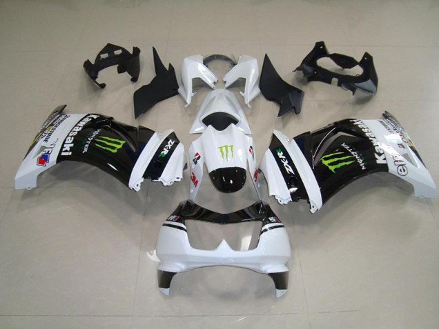Cheapest 2008-2012 Black White Monster Kawasaki ZX250R Motorbike Fairing