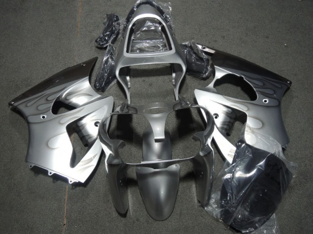 Cheapest 2000-2002 Silver Flame Kawasaki ZX6R Motorcycle Fairing Kit