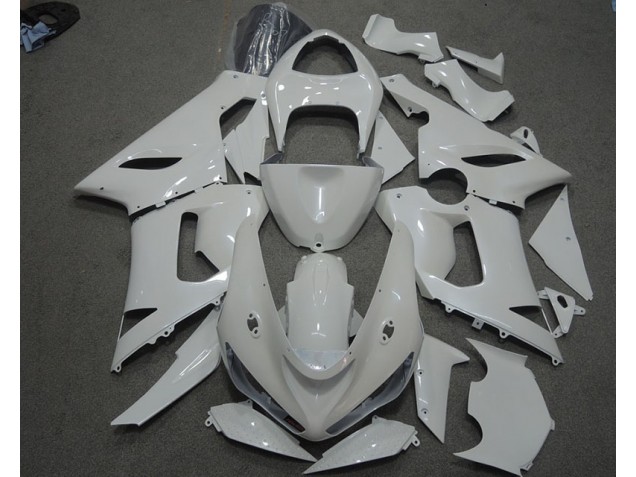 Cheapest 2005-2006 White Kawasaki ZX6R Motorcycle Fairings Kit